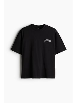 H&M - Men Black Loose Fit Printed T-Shirt