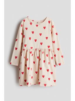 H&M - Girls Beige Printed Cotton Dress