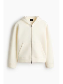 H&M - Men White Loose Fit Scuba Zip-Through Hoodie