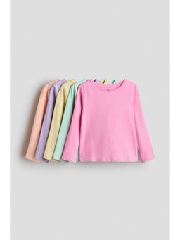 H&M - Girls Pink 5-Pack Jersey Tops