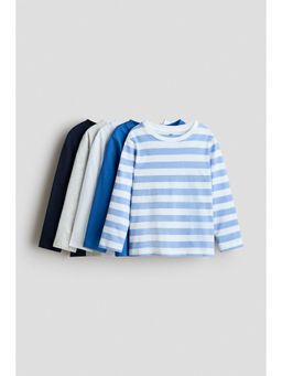 H&M - Boys Blue 5-Pack Long-Sleeved T-Shirts