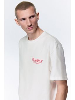 H&M - Men White Loose Fit Printed T-Shirt