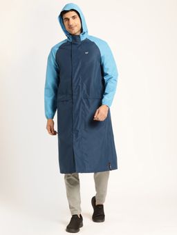 WILDCRAFT - Men Navy Blue Polyester Colorblock Rain Coat