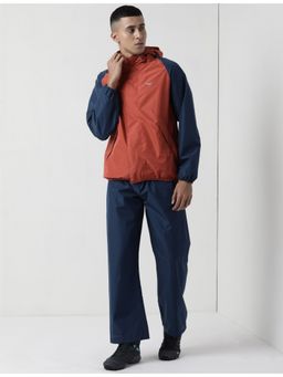 WILDCRAFT - Men Rust Polyester Colorblock Rain Jacket with Pant (Set of 2)