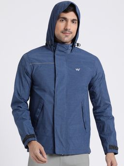 WILDCRAFT - Men Navy Blue Polyester Solid Rain Jacket