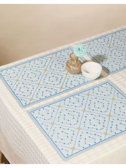 Fabindia - Turquoise Cotton Printed Ramya Mat - Set of 6