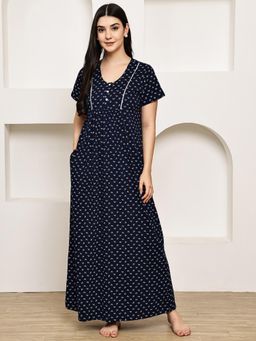 Secret Wish - Navy Blue Floral Hosiery Nighty