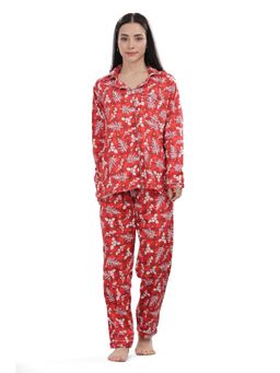 Pyjama Party - Crimson Christmas Button Down Shirt with Pyjama