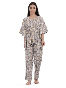 Pyjama Party - Grey Gardenia Kaftan Style Top with Pyjama