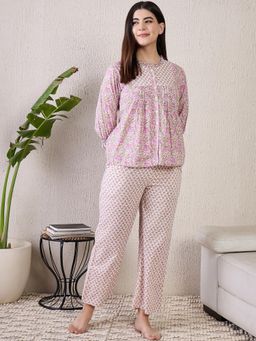 July Nightwear - Womens WPC743 Cotton Pink Short Kurti with Pyjama