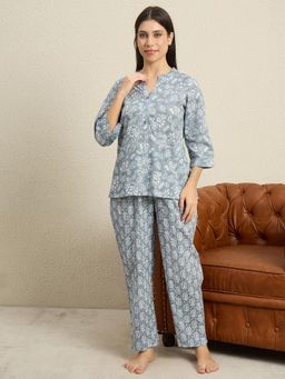 July Nightwear - Womens WPC869 Cotton Grey Short Kurti with Pyjama
