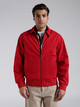 Tommy Hilfiger - Solid Red Regular Fit Cotton Jacket