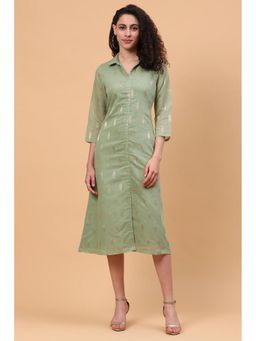 Rangriti - Green Art Silk A Line Dress