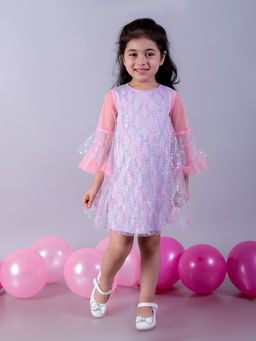 Lil Drama - Razzle Dazzle Girls Lavender Sequins Party Dress