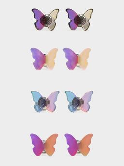 Mi Arcus - Whimsical Butterfly Stud Earring Pack of 4 - Iridescent and Ombre Magic