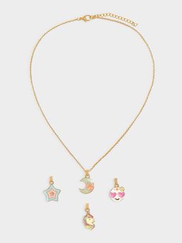 Mi Arcus - Magical Interchangeable Charm Necklace with Pendant Set - Moon, Star, Unicorn