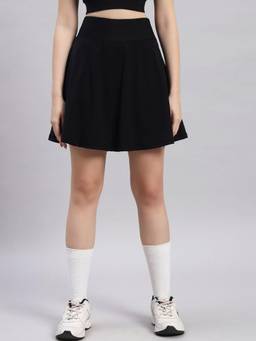 Label nyc apparel - Black Women High-Rise Mini Skorts with Attached Inner Shorts