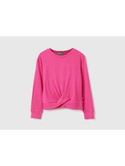 United Colors of Benetton - Pink Regular Fit Round Neck Textured Top
