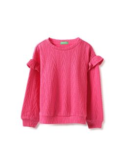 United Colors of Benetton - Pink Regular Fit Round Neck Textured Top