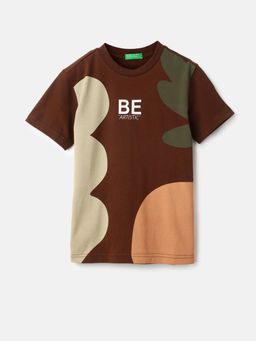 United Colors of Benetton - Brown Regular Round Neck Abstract T-Shirt