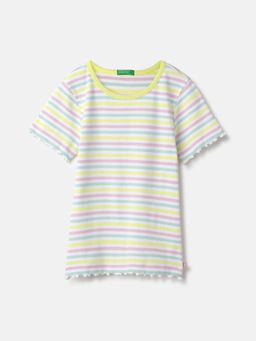United Colors of Benetton - Multi-Color Regular Round Neck Stripes T-Shirt