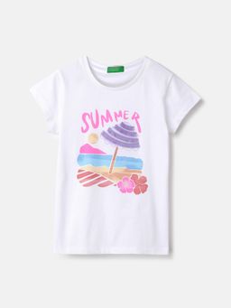 United Colors of Benetton - White Regular Round Neck Printed T-Shirt