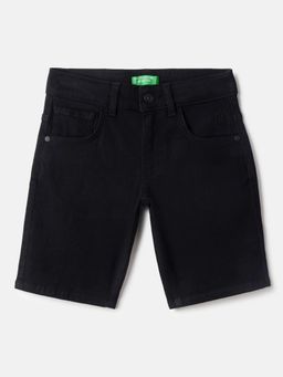 United Colors of Benetton - Black Solid Regular Shorts