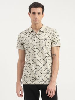 United Colors of Benetton - Abstract Printed Polo T-Shirt Beige