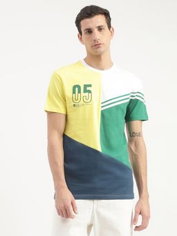 United Colors of Benetton - Regular Fit Round Neck Colour Block T-Shirt Multi-Color