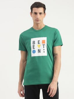 United Colors of Benetton - Regular Fit Round Neck Printed T-Shirt Green