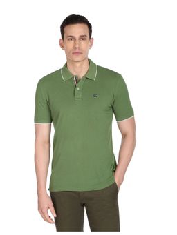 Arrow - Sports Men Green Solid Compact Cotton Polo Shirt