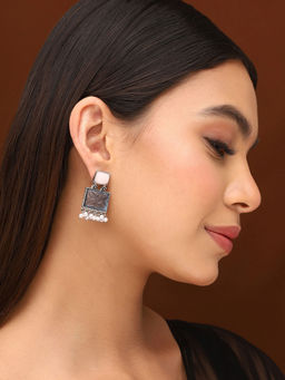 Priyaasi - Rectangular Bliss with Multi-Color Stone Earrings