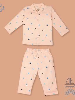 The Boo Boo Club - Girls Peach Printed Shirt with Pyjama (Set of 2)