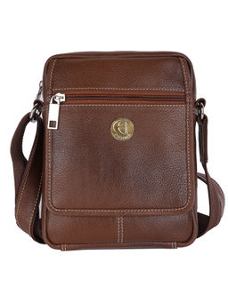 HiLEDER - Pure Genuine Leather 6 Inches Sling Travel Office Tab Bag, Coffee