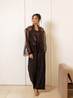 UNIMODA - Organza Aura Coal Black Party Co-Ord Set