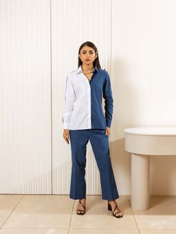 UNIMODA - Blue Dynamic Duo Dual-Tone Cotton Co-Ord Set