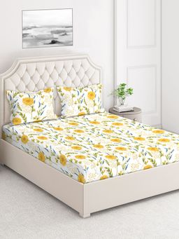 Layers - Marigold 144 TC King Bedsheet -Yellow