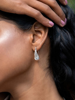 Shaya by CaratLane - Swirl With Pearls Earrings in 925 Silver