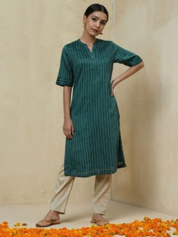 Fabindia - Cotton Silk Straight Knee Length Kurta