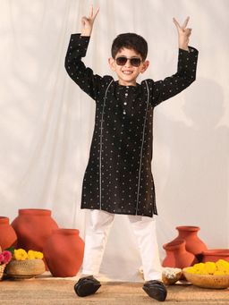Vastramay - Boys Black Kurta Pyjama (Set of 2)