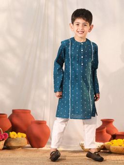 Vastramay - Boys Turquoise Kurta Pyjama (Set of 2)