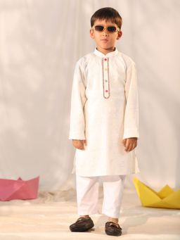 Vastramay - Boys Cream Kurta Pyjama (Set of 2)