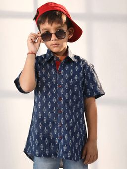 Vastramay - Boys Navy Blue Ethnic Shirt