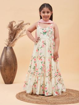 Vastramay - Girls Yellow Anarkali Kurta and Dupatta (Set of 2)