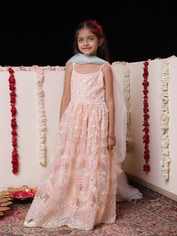 Vastramay - Girls Peach Anarkali Kurta & Dupatta (Set of 2)