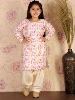 Vastramay - Girls White Kurta and Patiala (Set of 2)