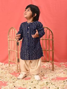 Vastramay - Infant Boys Navy Blue Rayon Kurta Patiala (Set of 2)