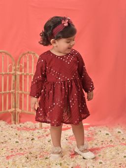 Vastramay - Girls Maroon Ethnic Dress