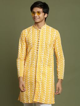 Vastramay - Boys Orange and White Kurta