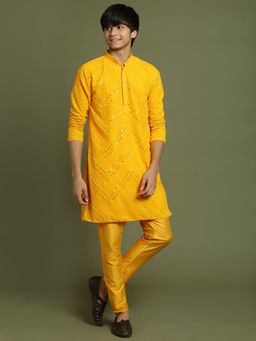 Vastramay - Boys Yellow Kurta Pyjama (Set of 2)